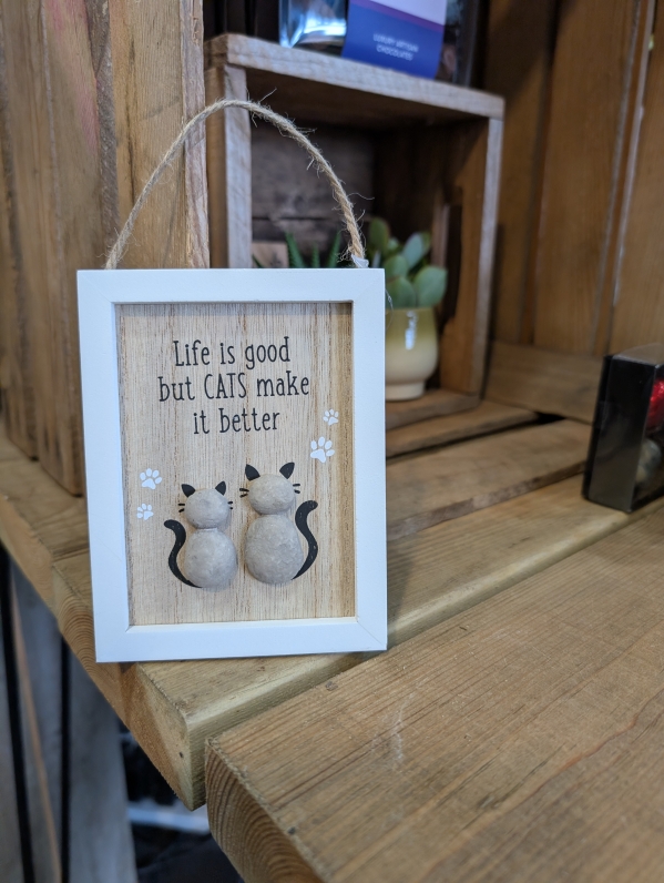 Pebble art hanger Cat