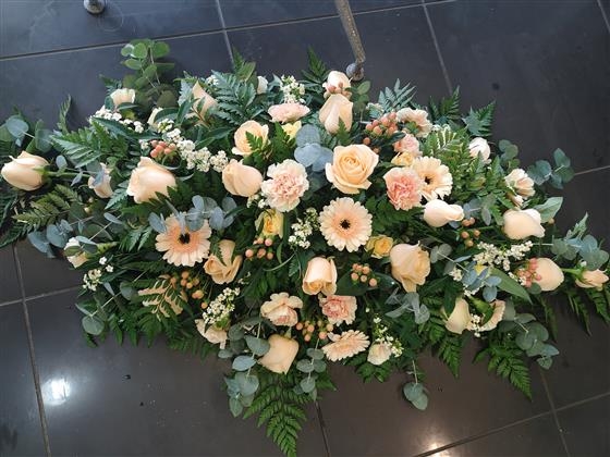 Classic Peach Casket spray