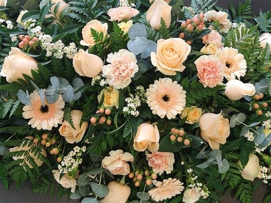 Classic Peach Casket spray