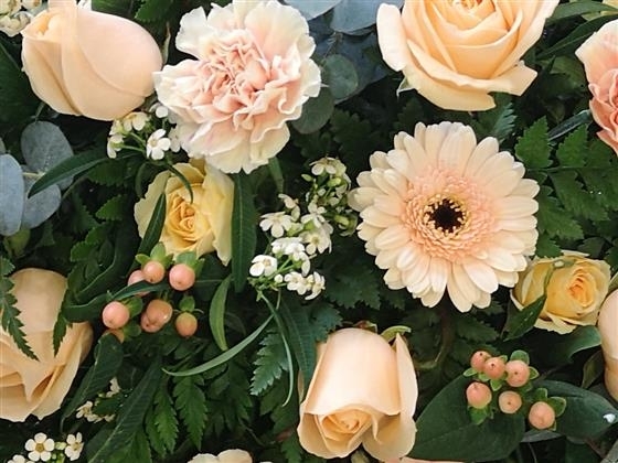 Classic Peach Casket spray